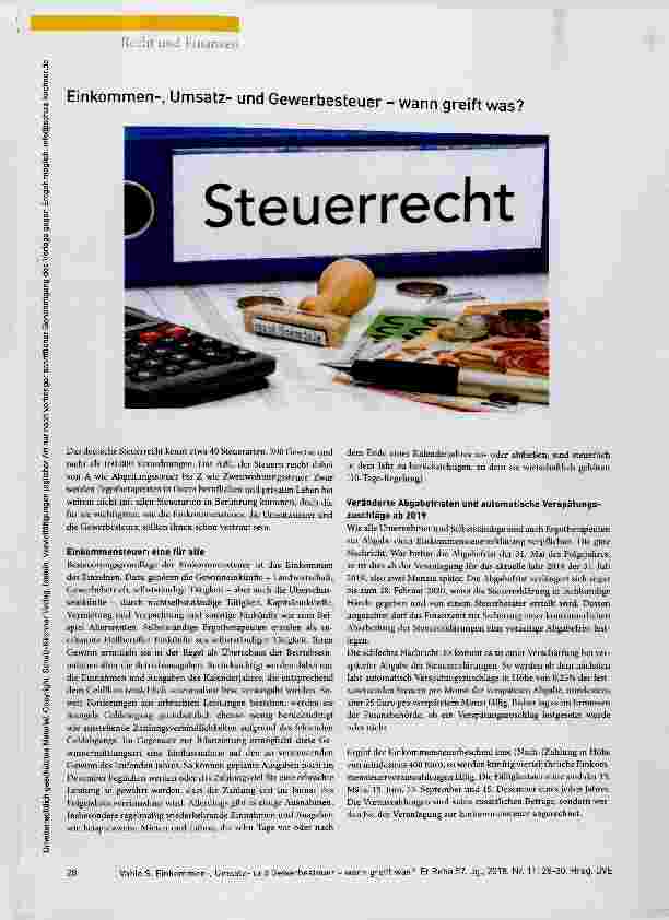 Vorschauseite 1: Einkommen-, Umsatzund Gewerbesteuer wann greift was?