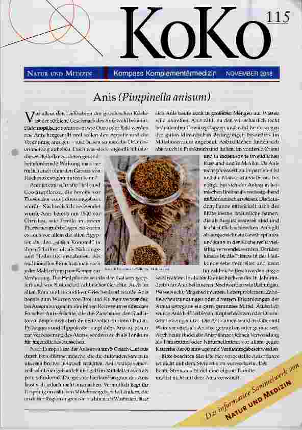 Vorschauseite 1: KoKö 115 Kompass Komplementärmedizin Anis (Pimpinella anisum)