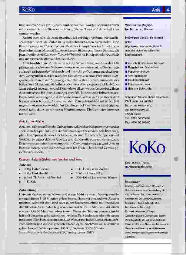 Vorschauseite 4: KoKö 115 Kompass Komplementärmedizin Anis (Pimpinella anisum)
