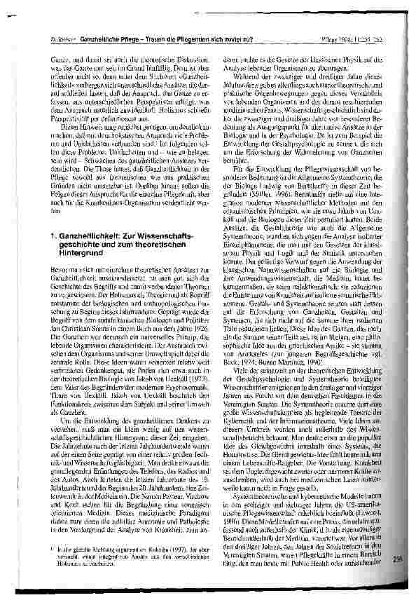 Vorschauseite 2: Ganzheitliche Pflege - Trauen die Pflegenden sich zuviel zu?