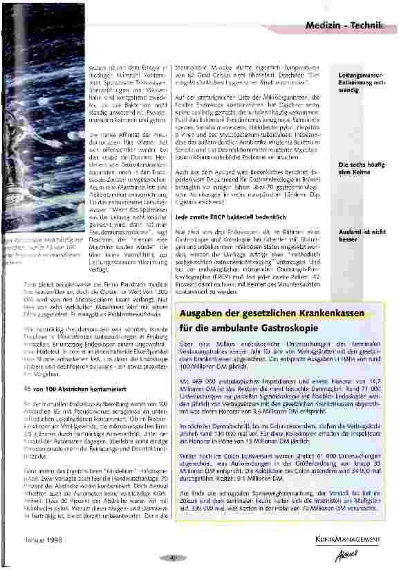 Vorschauseite 2: Katastrophaler Befund Mangelhafte Hygiene in der Endoskopie