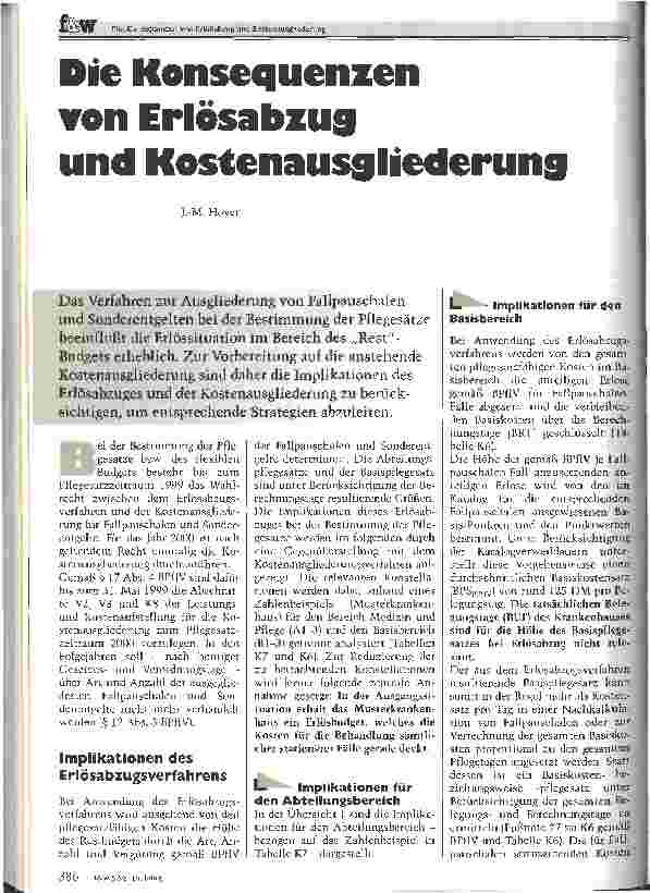 Vorschauseite 1: Die Konsequenzen von Erlösabzug und Kostenausgliederung