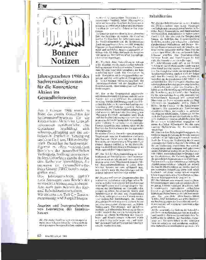 Vorschauseite 1: Jahresgutachten 1988 des Sachverständigenrates für die Konzertierte Aktion im Gesundheitswesen