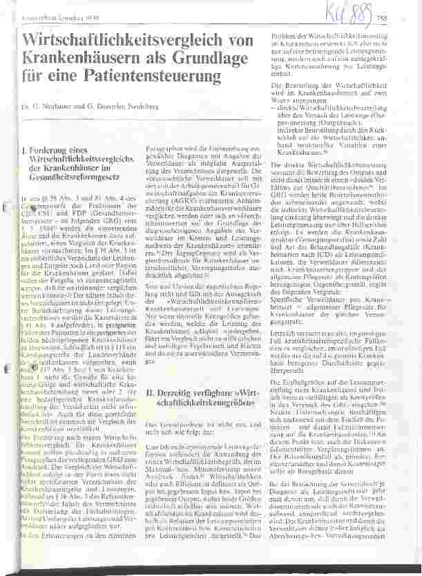 Vorschauseite 1: Wirtschaftlichkeitsvergleich von Krankenhäusern als Grundlage für eine Patientensteuerung