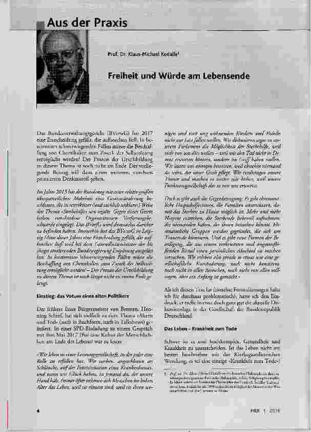 Vorschauseite 1: Freiheit und Würde am Lebensende