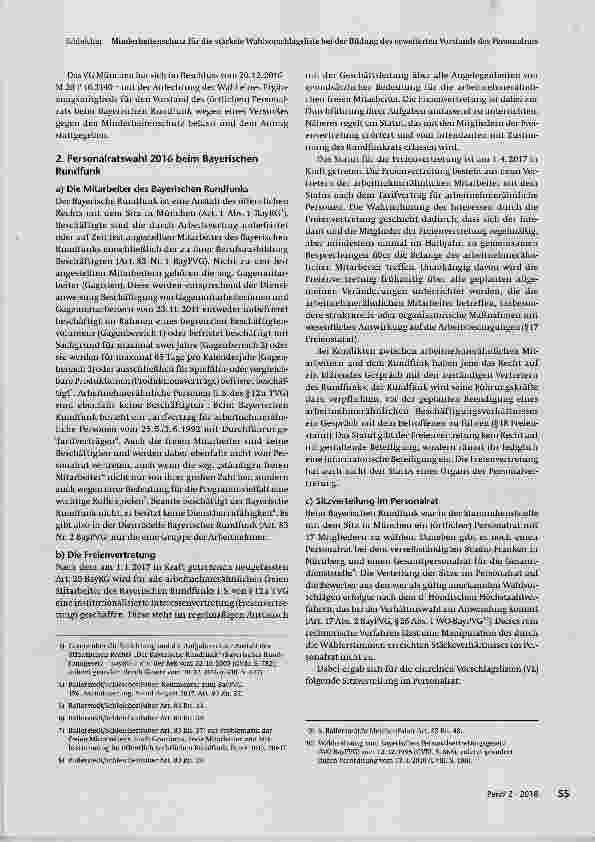 Vorschauseite 2: Minderheitenschutz für die stärkste Wahlvorschlagsliste bei der Bildung des erweiterten Vorstands des Personalrats
