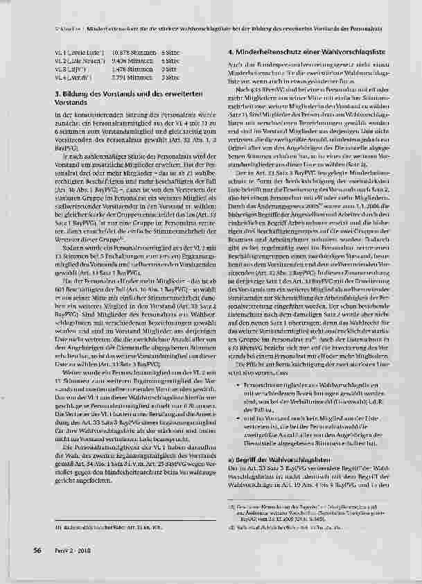 Vorschauseite 3: Minderheitenschutz für die stärkste Wahlvorschlagsliste bei der Bildung des erweiterten Vorstands des Personalrats