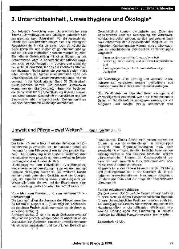Vorschauseite 3: „Umwelthygiene als Unterrichtsthema in der Pflegeausbildung