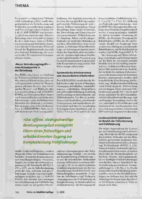 Vorschauseite 2: Praktische Konsequenzen des Bundesteilhabegesetzes für die Früherkennung und die Frühförderung von Kindern mit (drohender) Behinderung