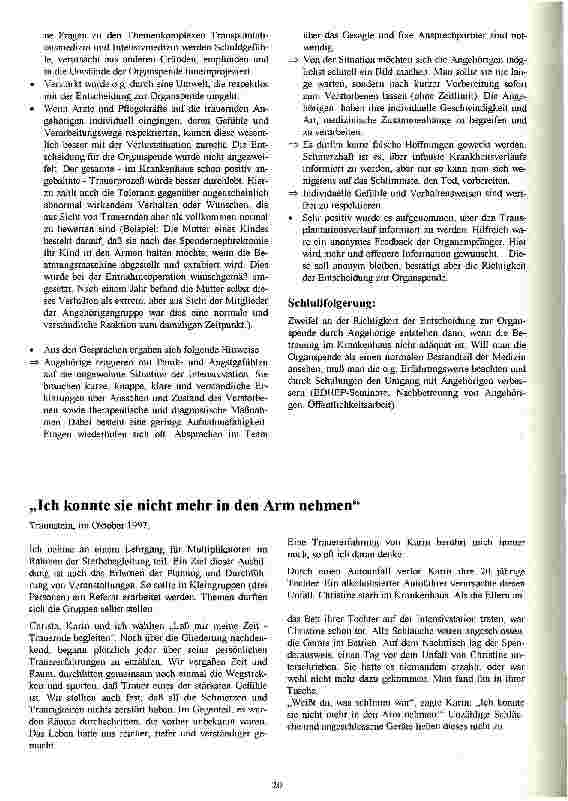 Vorschauseite 2: Erfahrungen von Organspenderangehörigen Angehörigenbetreuung