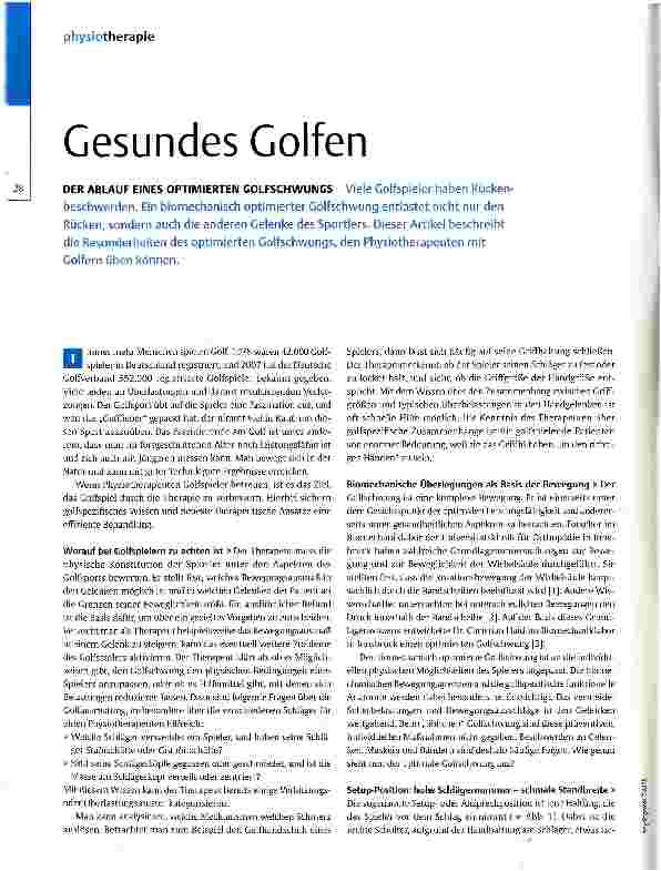 Vorschauseite 1: Gesundes Golfen