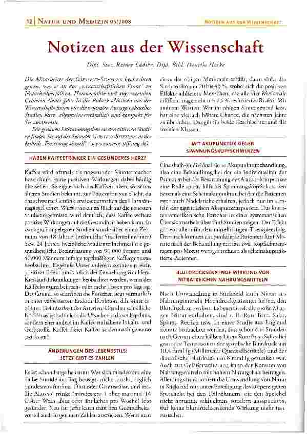 Vorschauseite 1: Notizen aus der Wissenschaft
