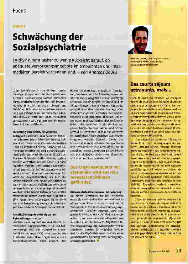 Vorschauseite 1: Schwächung der Sozialpsychiatrie