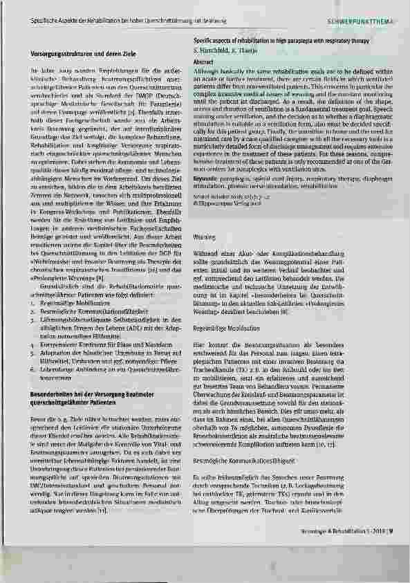 Vorschauseite 3: Spezifische Aspekte der Rehabilitation bei hoher Querschnittlähmung mit Beatmung