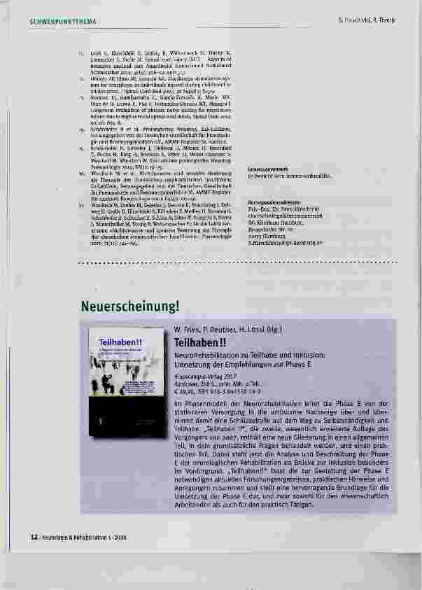 Vorschauseite 6: Spezifische Aspekte der Rehabilitation bei hoher Querschnittlähmung mit Beatmung