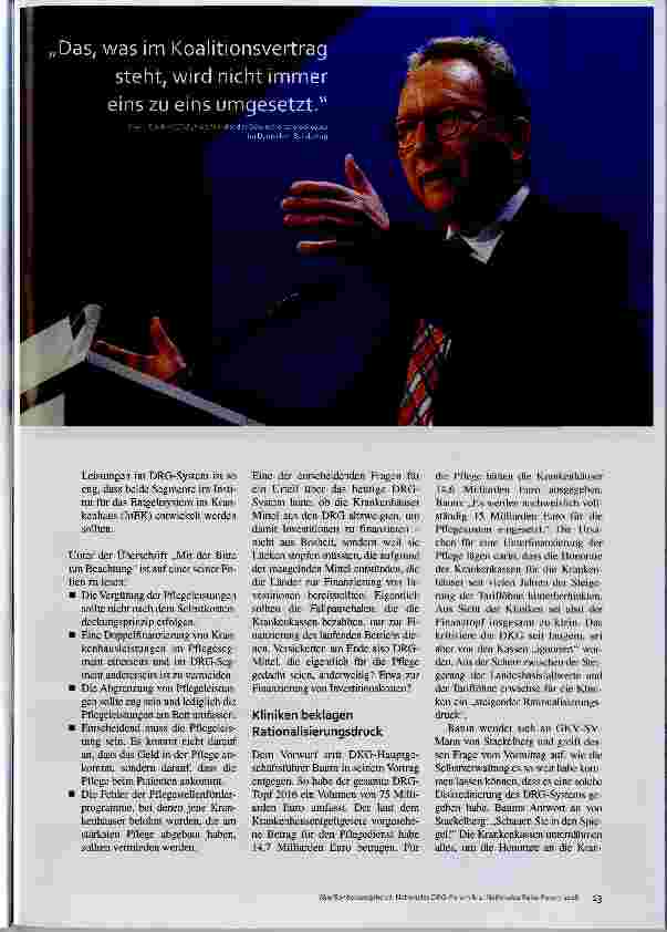 Vorschauseite 5: 17. Nationales DRG-Forum & 2. Nationales Reha-Forum | Plenum Pflege-FinanzierungWende auf denn DRG-Forum