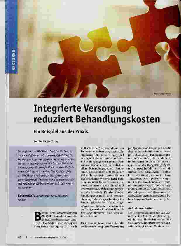 Vorschauseite 1: Integrierte Versorgung reduziert Behandlungskosten