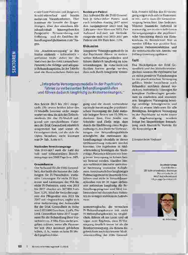 Vorschauseite 3: Integrierte Versorgung reduziert Behandlungskosten