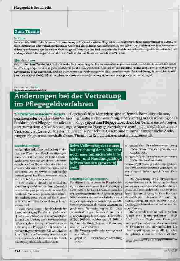 Vorschauseite 1: Änderungen bei der Vertretung im Pflegegeldverfahren