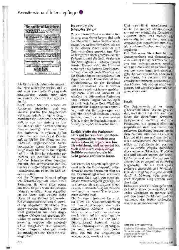 Vorschauseite 3: Pflege eines potentiellen Organspenders