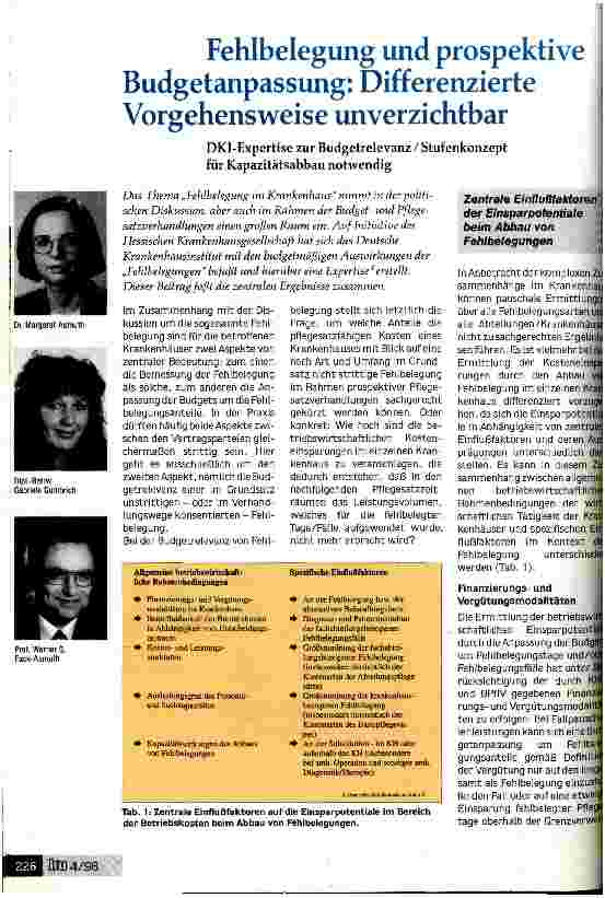 Vorschauseite 1: Fehlbelegung und prospektive Budgetanpassung: Differenzierte Vorgehensweise unverzichtbar