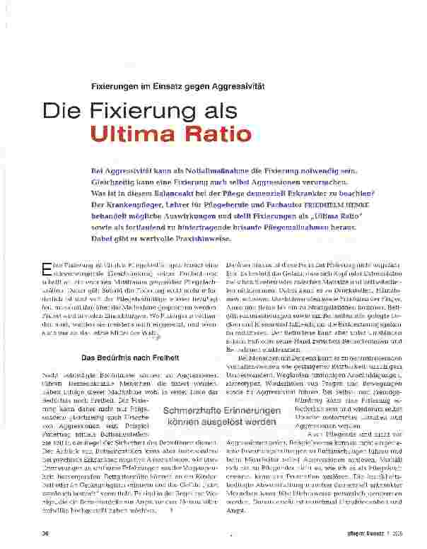 Vorschauseite 1: Die Fixierung als Ultima Ratio