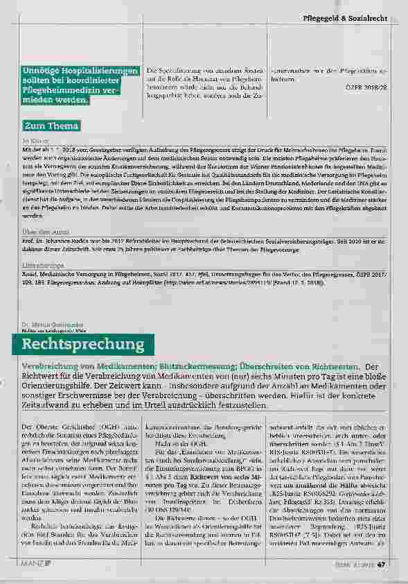 Vorschauseite 3: Die ärztliche Betreuung in Alten und Pflegeheimen