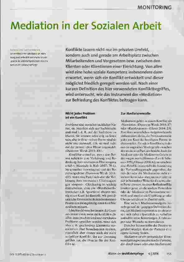 Vorschauseite 1: Mediation in der Sozialen Arbeit