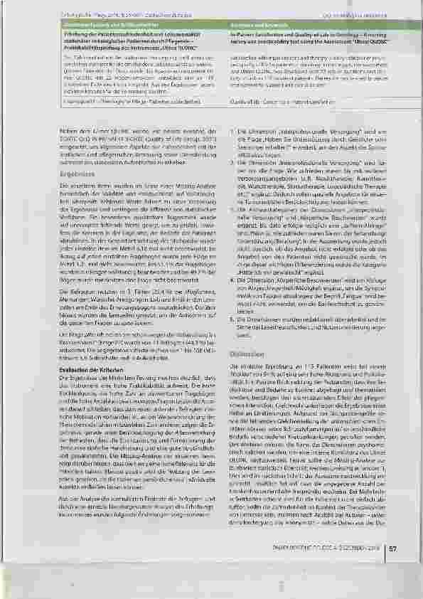 Vorschauseite 3: Erhebung der Patientenzufriedenheit und Lebensqualität stationärer onkologischer Patienten durch Pflegende