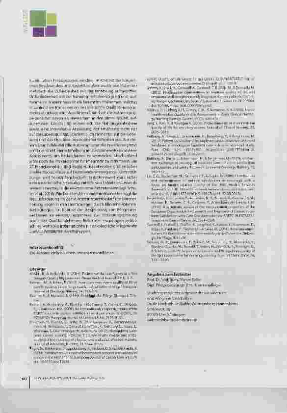 Vorschauseite 6: Erhebung der Patientenzufriedenheit und Lebensqualität stationärer onkologischer Patienten durch Pflegende