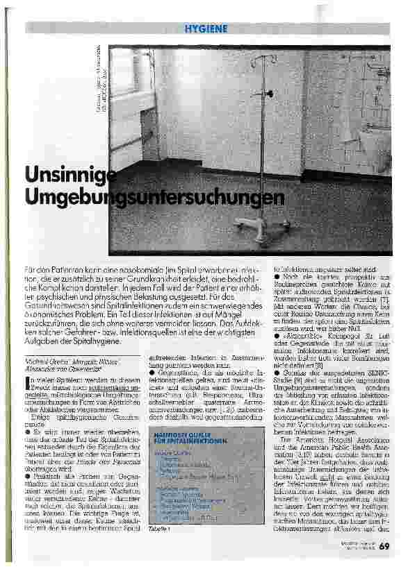 Vorschauseite 1: Unsinnige Umgebungsuntersuchungen Spitalinfektionen