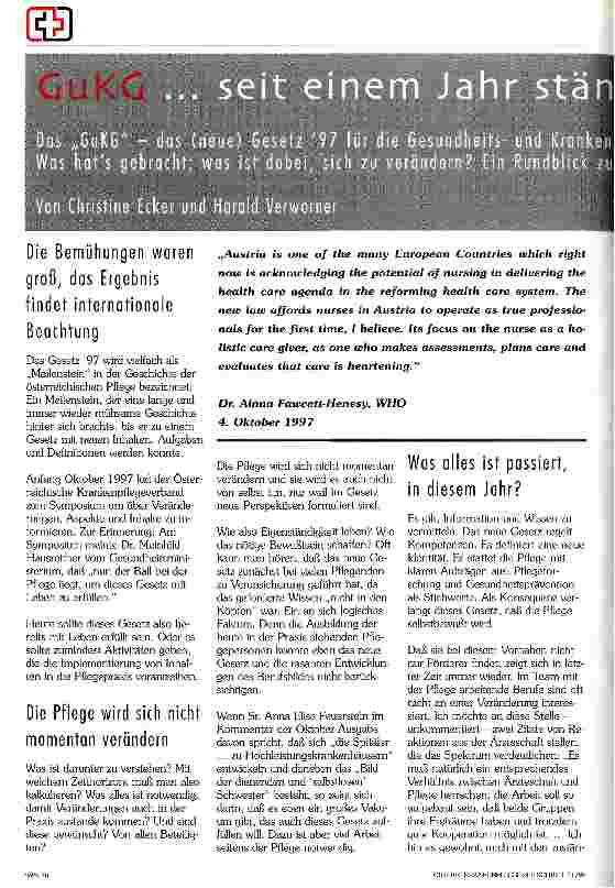 Vorschauseite 1: GuKG. .. . seit einem Jahr ständiger Begleiter