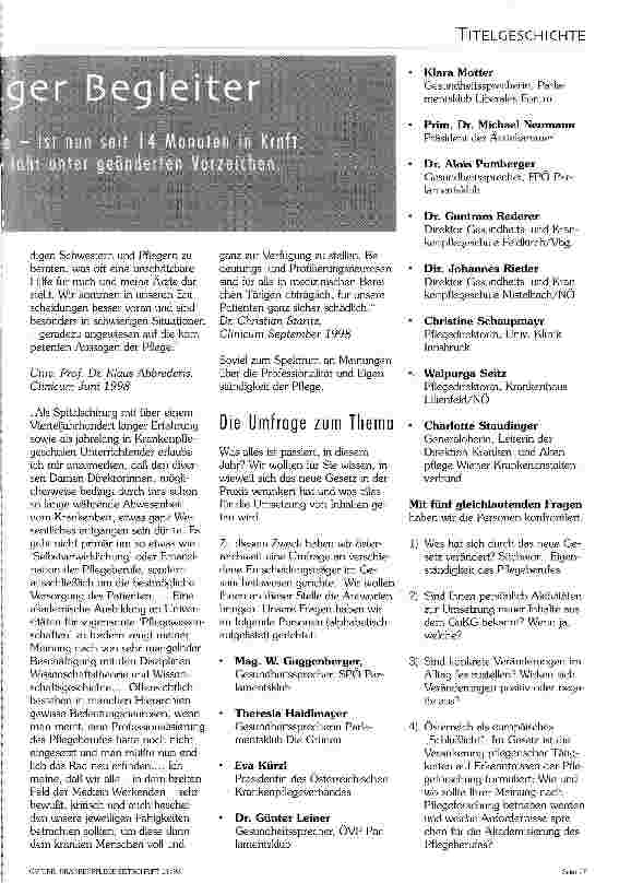 Vorschauseite 2: GuKG. .. . seit einem Jahr ständiger Begleiter