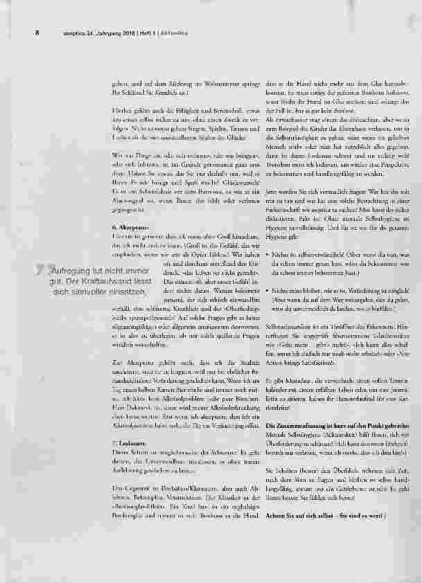 Vorschauseite 4: Mentale Selbsthygiene - Modeerscheinung oder unverzichtbarer Baustein guter Hygienepraxis?