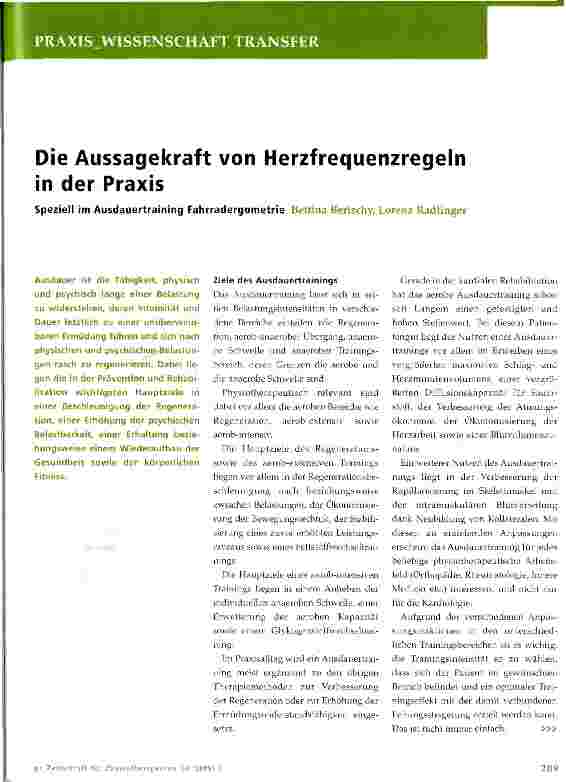 Vorschauseite 1: Die Aussagekraft von Herzfrequenzregeln in der Praxis