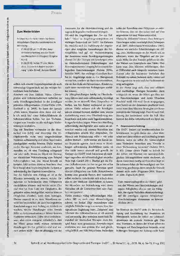 Vorschauseite 3: Ein Weg zu nachhaltiger Teilhabe Handlungsorientierte Diagnostik und Therapie (HoDT) Teil 1