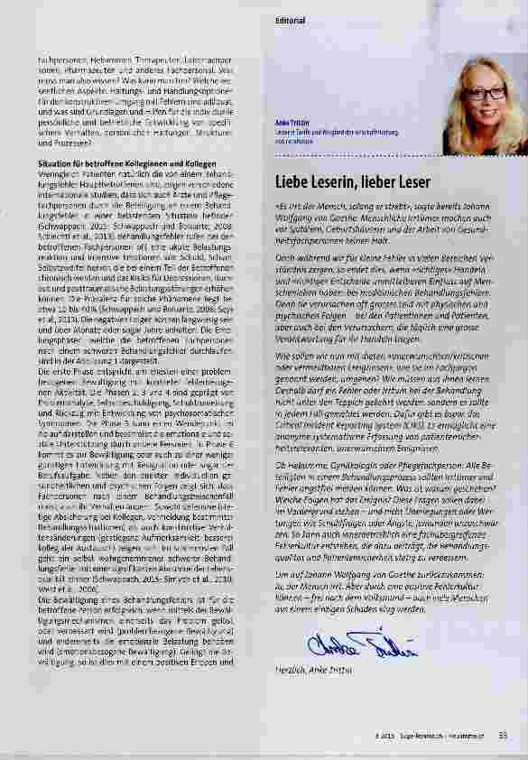 Vorschauseite 2: Behandlungsfehler: Auch Fachpersonen leiden oft im Stillen