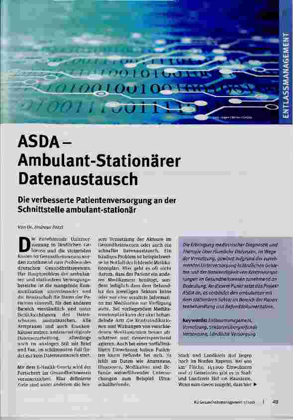 Vorschauseite 1: ASDA-Ambulant-Stationärer Datenaustausch