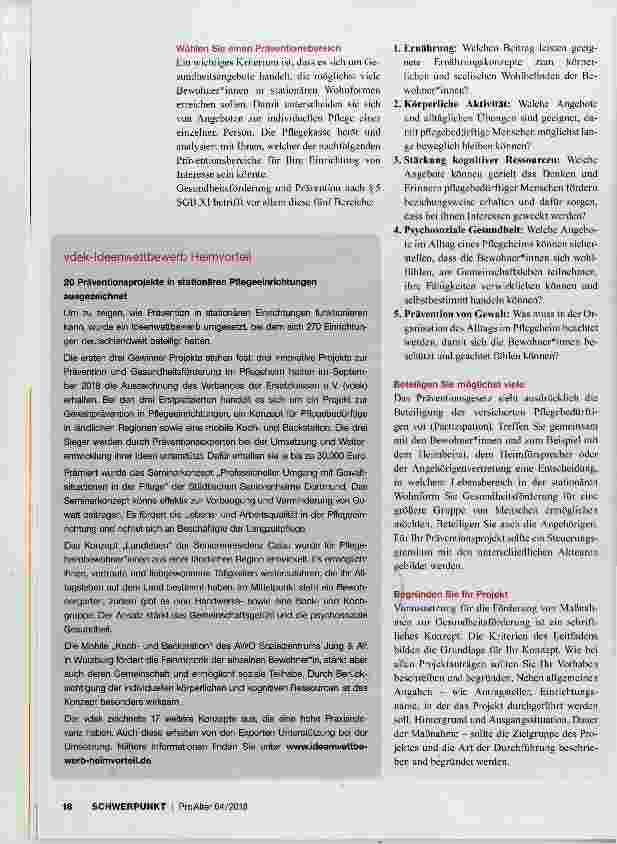 Vorschauseite 2: Prävention in der stationären Pflege
