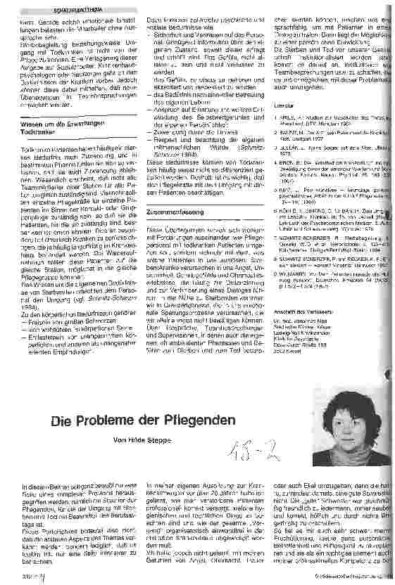 Vorschauseite 1: Die Probleme der Pflegenden