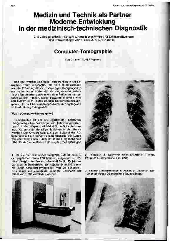 Vorschauseite 1: Medizin und Technik als Partner - Moderne Entwicklung in der medizinischen-technischen Diagnostik - Computer-Tomographie