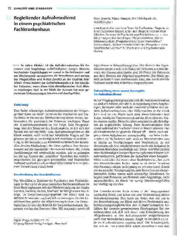 Vorschauseite 1: Begleitender Aufnahmedienst in einem psychiatrischen Fachkrankenhaus
