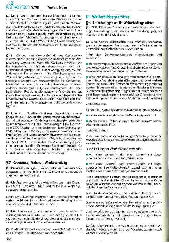 Vorschauseite 2: DKG-Empfehlungen zur Weiterbildung für Krankenpflegepersonen in der Intensivpflege (Teil 1)