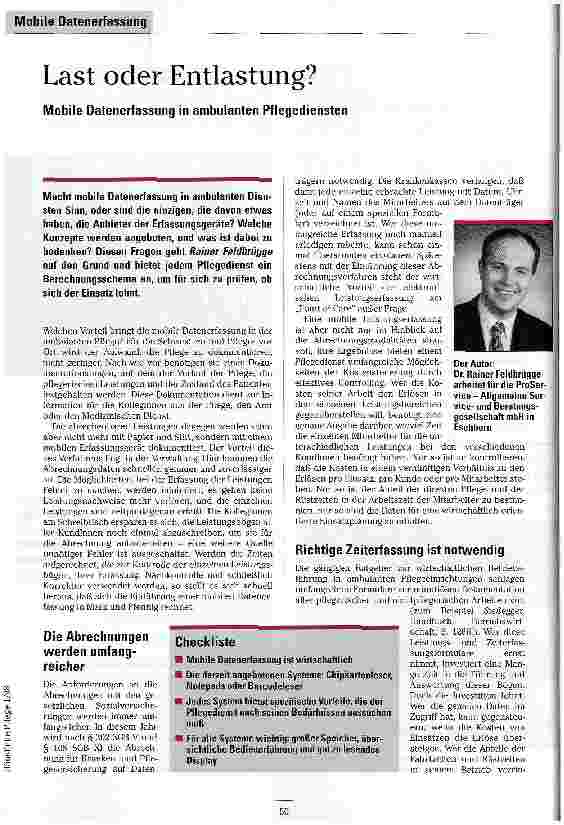 Vorschauseite 1: Last oder Entlastung? Mobile Datenerfassung in ambulanten Pflegediensten