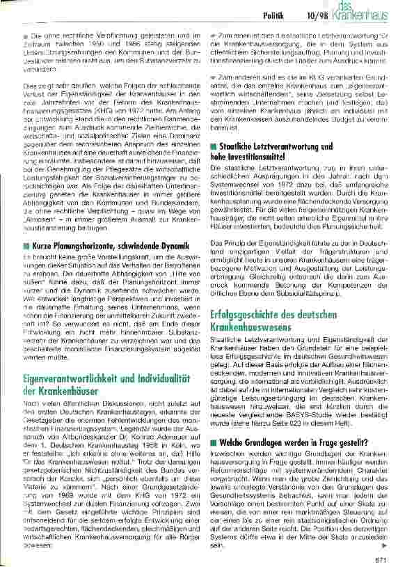 Vorschauseite 2: Kann das Krankenhaus seine Zukunft noch aus eigener Kraft gestalten?