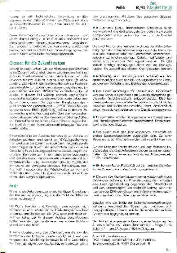 Vorschauseite 6: Kann das Krankenhaus seine Zukunft noch aus eigener Kraft gestalten?