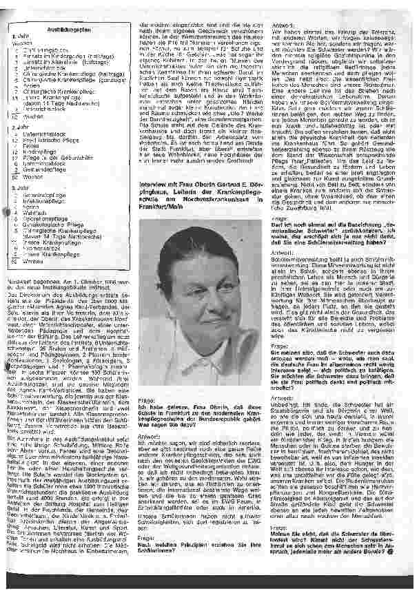 Vorschauseite 4: Das Ausbildungsinstitut für Krankenpflege des Agnes Karll-Verbandes bei der Stiftung Hospital zum Heiligen Geist in Frankfurt