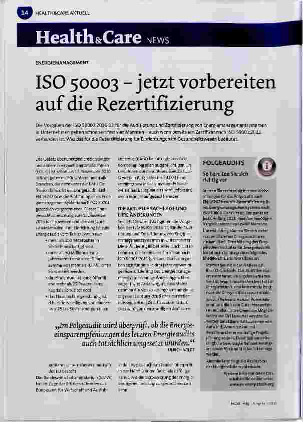 Vorschauseite 1: ISO 50003 jetzt vorbereiten auf die Rezertifizierung
