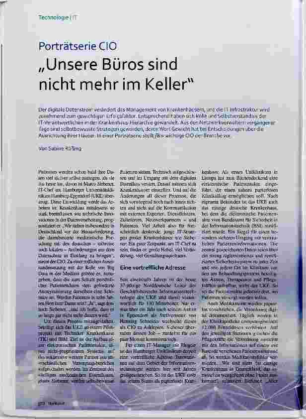 Vorschauseite 1: Porträtserie CIO „Unsere Büros sind nicht mehr im Keller