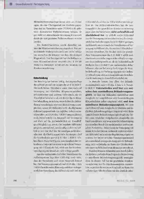 Vorschauseite 2: Anspruch einer MS-Patientin auf Versorgung mit einem Fußhebesystem